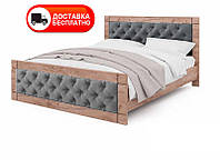 Кровать Natali 140х200 см Дуб Тахо/велюр Light Grey (светло серый) выбор цвета обивки