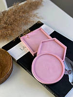 Набор гипсовых кашпо Сота, Круг, Квадрат, фото реквизиты для предметной съемки Розовый