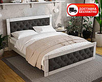 Кровать Natali 160х200 см Белое дерево/велюр Dark Grey (темно серый) выбор цвета обивки