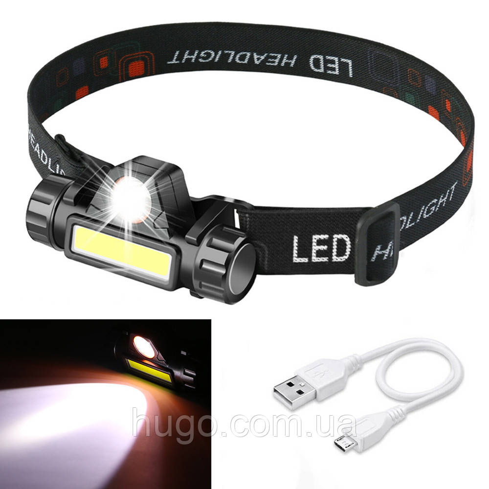 Налобный Фонарь Bailong BL-8101 XPE+COB / Аккумуляторный Фонарик на ...