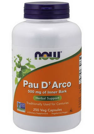 Кора мурашиного дерева NOW Pau DArco 500 mg of Innewr Bark 250 veg caps, фото 4