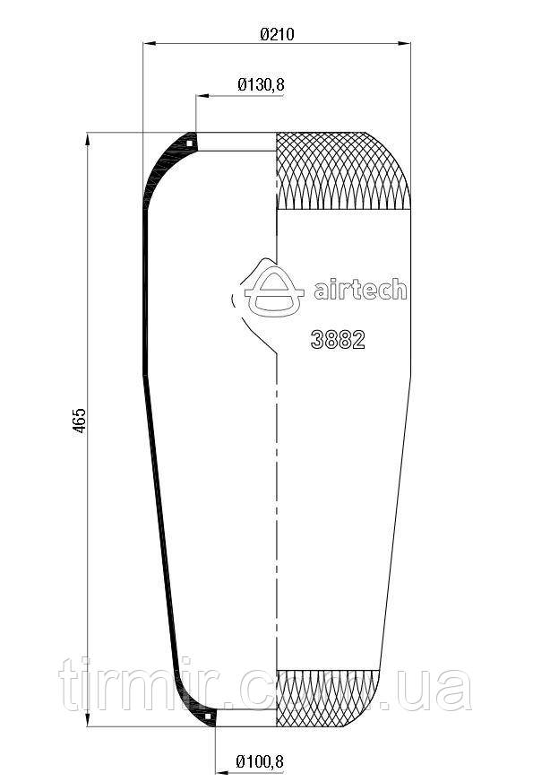 Пневмоподушка підвіски без стакана 884N1 110601 3884 Кожух пневмоподушки 884N, фото 1