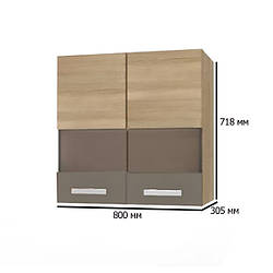 Шафа для посуду із сушаркою Сокме Аліна 800 мм дуб сонома із вставками латте