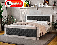 Кровать Natali 180х200 см Белое дерево/велюр Dark Grey (темно серый) выбор цвета обивки