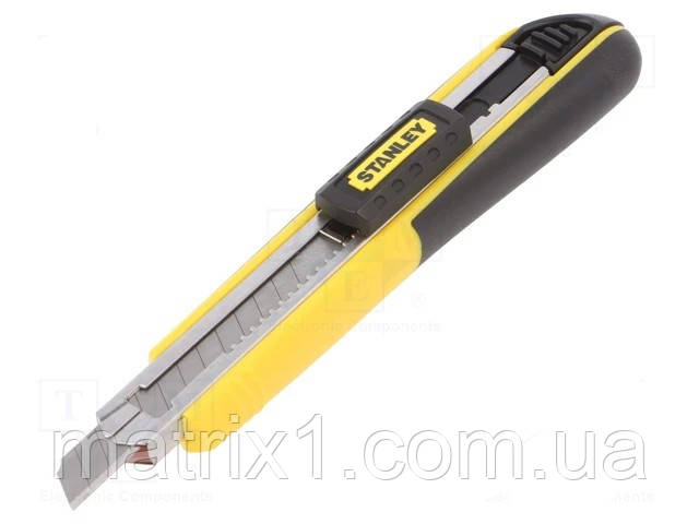 Ніж STANLEY "FatMax" Cartridge з висувним лезом з відломними сегментами : M= 9 мм, L= 138 мм.