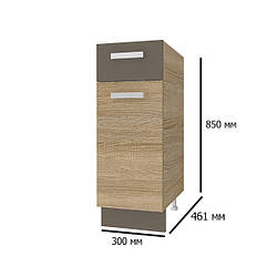 Кухонна шафа підлогова без стільниці Сокме Аліна 300 мм дуб сонома зі вставками латте