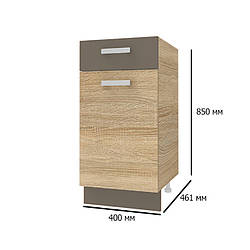 Кухонна шафа підлогова без стільниці Сокме Аліна 400 мм дуб сонома зі вставками латте