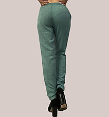 Літні штани з льону-котону No14 БАТАЛ бірюза, фото 2