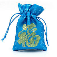 Мешочек из синего шелка с символом счастья и большой удачи фен-шуй