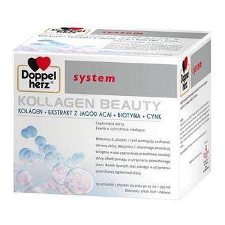 Doppelherz System Kollagen Beauty питний колаген, вітамін С, цинк, вітаміни, 30 шотів по 25 мг. До 10/2026