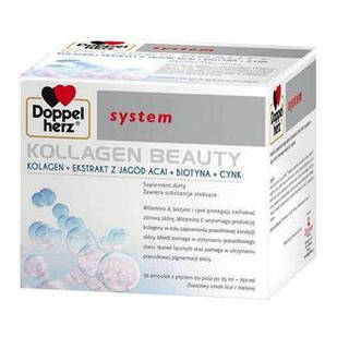 Doppelherz System Kollagen Beauty питний колаген, вітамін С, цинк, вітаміни, 30 шотів по 25 мг