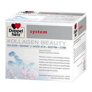 Doppelherz System Kollagen Beauty питний колаген, вітамін С, цинк, вітаміни, 30 шотів по 25 мг. До 10/2026