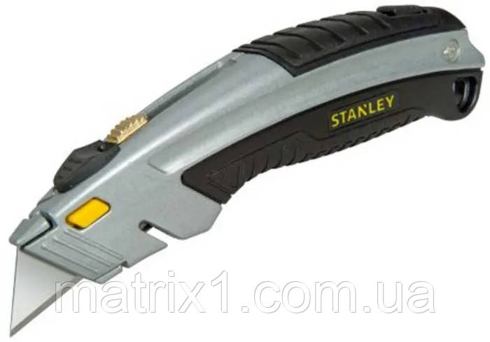 Ніж STANLEY : L= 180 мм. з висувним трапецевидним лезом, металевий корпус
