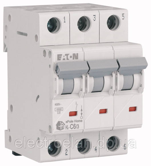 Автоматический выключатель 3п 6A HL-C6/3 4,5kA EATON - фото 1 - id-p1622314809