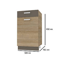Кухонна шафа підлогова без стільниці Сокме Аліна 500 мм дуб сонома зі вставками латте