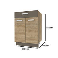 Кухонный шкаф напольный без столешницы Сокме Алина 600 мм дуб сонома с вставками латте