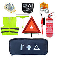 Набор автомобилиста AUTOMIX O9 Огнетушитель ВП1, знак аварийной остановки, автомобильная аптечка, жилет, троc