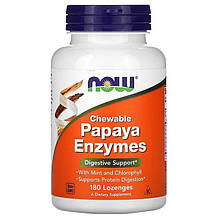 Травні ферменти папаї NOW Foods "Chewable Papaya Enzymes" (180 пастилок)