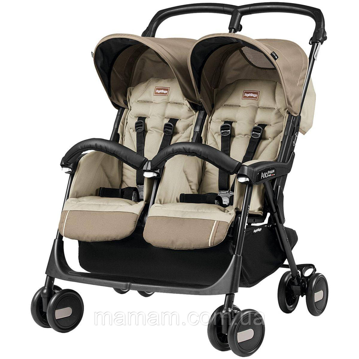 Прогулочная коляска для двойни Peg-Perego Aria Shopper Twin Class Beige - фото 1 - id-p1622327004