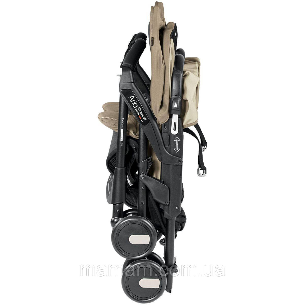 Прогулочная коляска для двойни Peg-Perego Aria Shopper Twin Class Beige - фото 4 - id-p1622327004