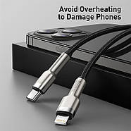 Кабель для швидкої зарядки Type-C to Lightning PD 20W Baseus Cafule Metal (чорний) 1м, фото 4