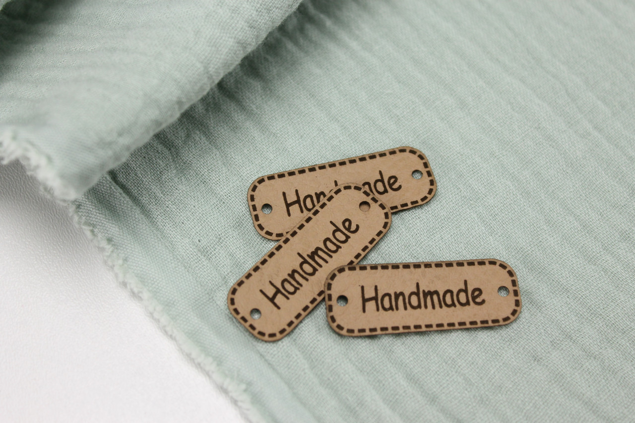 Шкіряна бірка з написом Handmade 40 мм, НА-121, фото 1