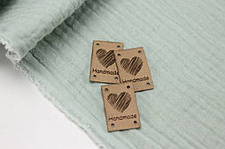 Шкіряна бірка з написом Handmade (Серце) НА-122