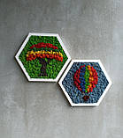 Декор в дитячу кімнату. Набыр з двох картин з моху. Повітряна куля, дерево бажання, фото 2