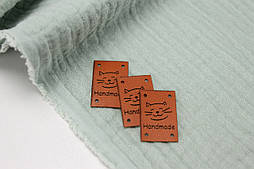 ШКІРАНА БІРКА З НАДПИСОМ HANDMADE (Котик) НА-125