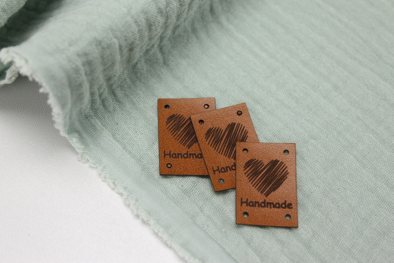 ШКІРЯНА БІРКА З НАПИСОМ HANDMADE (Серце) НА-126, фото 1