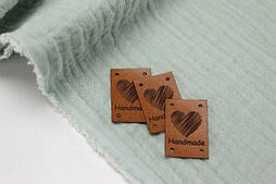 ШКІРЯНА БІРКА З НАПИСОМ HANDMADE (Серце) НА-126