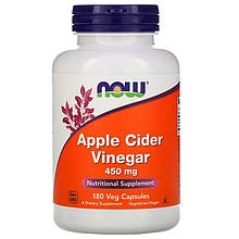 Яблучний оцет NOW Foods "Apple Cider Vinegar" для зниження ваги, 450 мг (180 капсул)