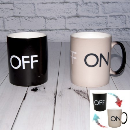 Красивий стильний кухоль чашка хамелеон "ON OFF"