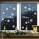 Класна інтер'єрна наклейка на вікно "Сніжинки", стильний новорічний декор на вікна, розмір 35х50 см, фото 3