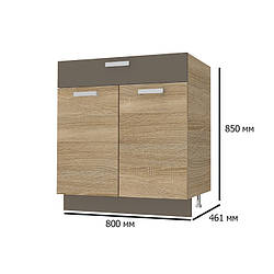 Кухонна шафа для посуду Сокме Аліна 800 мм дуб сонома із вставками латте