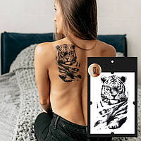 Большая временная татуировка Тату 19*12 см "Спокойный тигр"