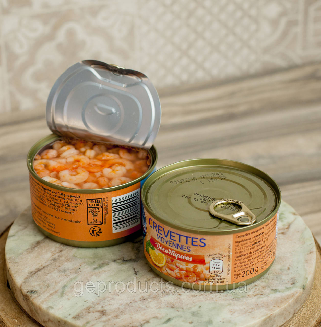 Купити консерви м'ясо креветки. Філе креветок у власному соці "Crust'Ocean Crevettes"