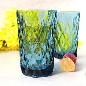 Набір синіх вінтажних склянок в ромб "Сапфір" 6 шт 350 мл (6401), фото 2