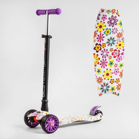 Самокат Best Scooter MAXI зі світними колесами переднє 13 см, задні здвоєні 8 см, знімне кермо