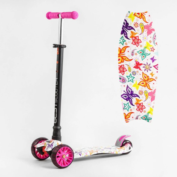 Самокат Best Scooter MAXI зі світними колесами переднє 13 см, задні здвоєні 8 см, знімне кермо
