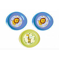 Набор детской посуды Nuvita тарелочки 6м+ 3шт. мелкие синие и салатовая (NV1428Blue)