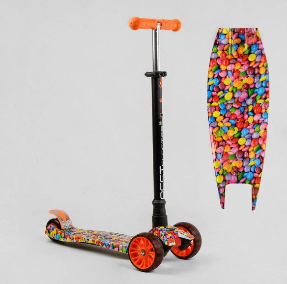 Самокат Best Scooter MAXI зі світними колесами переднє 13 см, задні здвоєні 8 см, знімне кермо