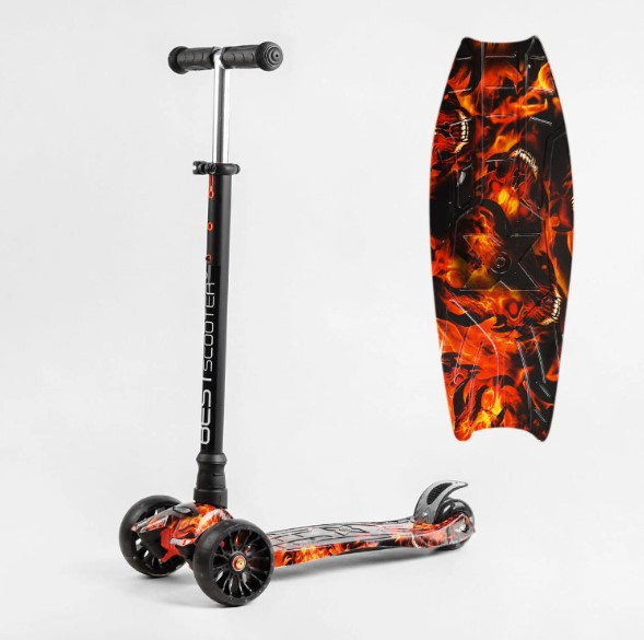 Самокат Best Scooter MAXI зі світними колесами переднє 13 см, задні здвоєні 8 см, знімне кермо