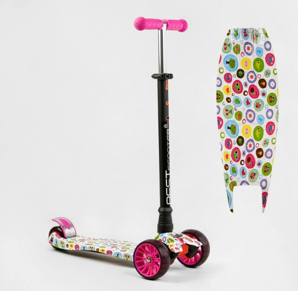 Самокат Best Scooter MAXI зі світними колесами переднє 13 см, задні здвоєні 8 см, знімне кермо