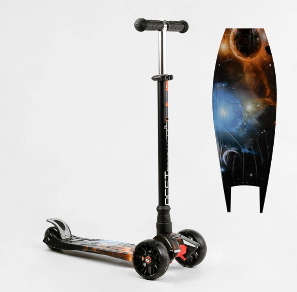 Самокат Best Scooter MAXI зі світними колесами переднє 13 см, задні здвоєні 8 см, знімне кермо