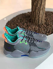 Чоловічі кросівки Nike Paul George 5 Wolf Grey Green Orange Black CW3143-930, фото 4