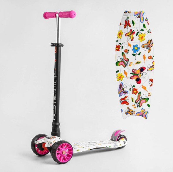 Самокат Best Scooter MAXI зі світними колесами переднє 13 см, задні здвоєні 8 см, знімне кермо