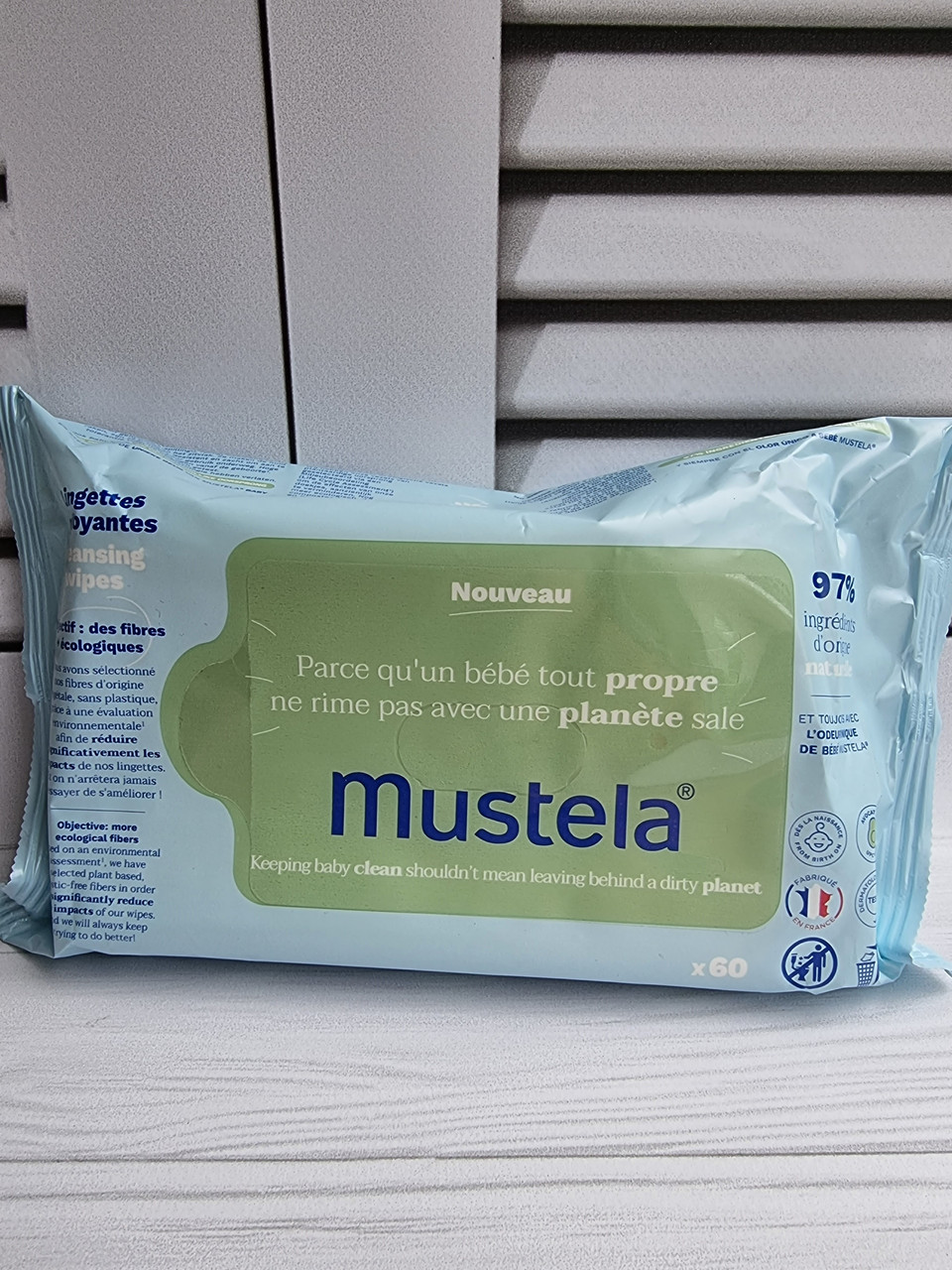 Вологі натуральні серветки для новонароджених Mustela, Франція, 60 шт.