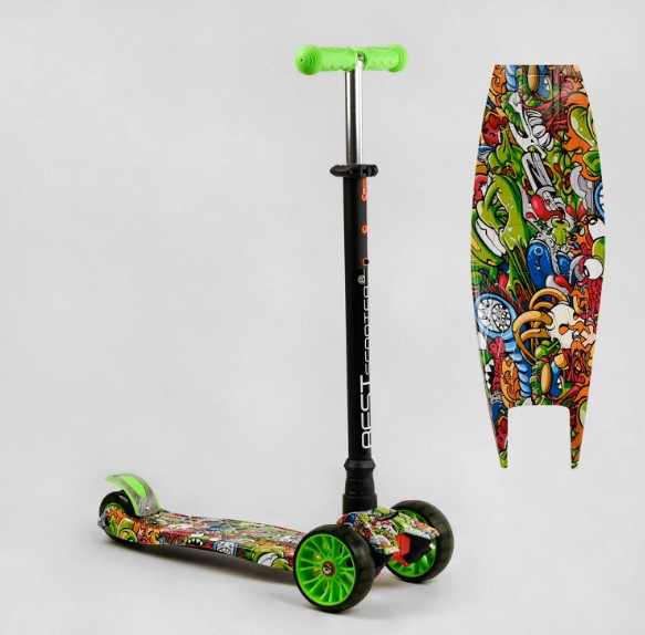 Самокат Best Scooter MAXI зі світними колесами переднє 13 см, задні здвоєні 8 см, знімне кермо