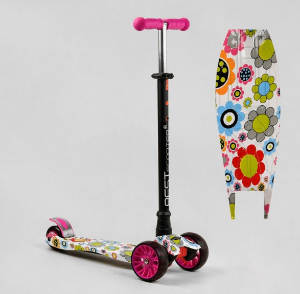 Самокат Best Scooter MAXI зі світними колесами переднє 13 см, задні здвоєні 8 см, знімне кермо